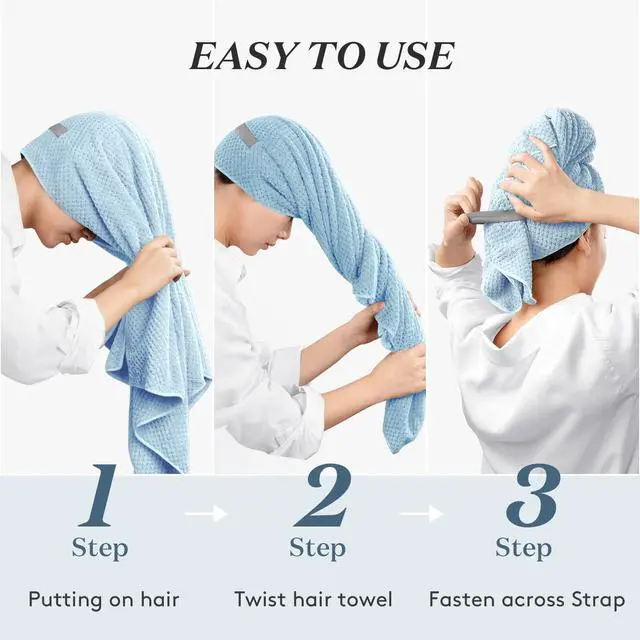 Alt view image 7 of 7 - Large Microfiber Hair Towel Wrap for Women, 26" X 40" Super Absorbent