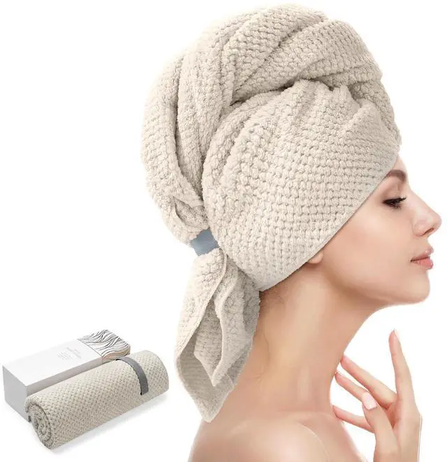 Main image of Large Microfiber Hair Towel Wrap for Women, 26" X 40" Super Absorbent