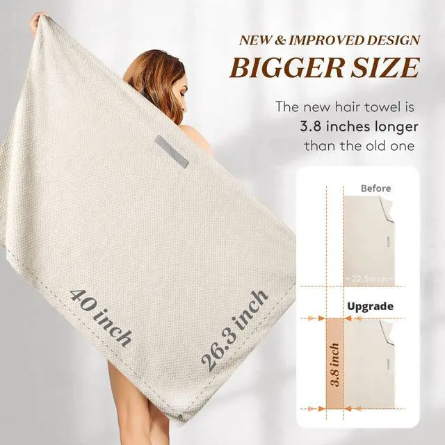 Alt view image 5 of 7 - Large Microfiber Hair Towel Wrap for Women, 26" X 40" Super Absorbent