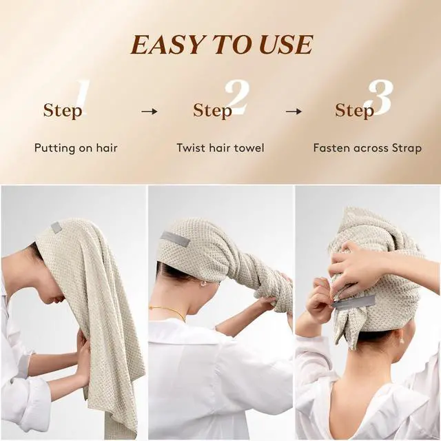 Alt view image 7 of 7 - Large Microfiber Hair Towel Wrap for Women, 26" X 40" Super Absorbent