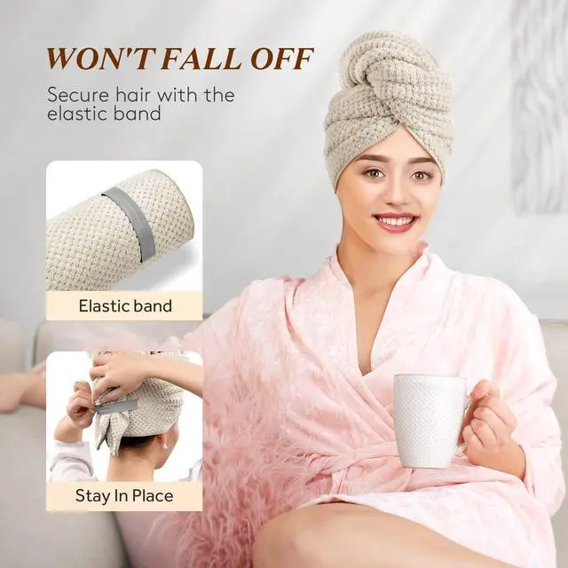 Alt view image 4 of 7 - Large Microfiber Hair Towel Wrap for Women, 26" X 40" Super Absorbent