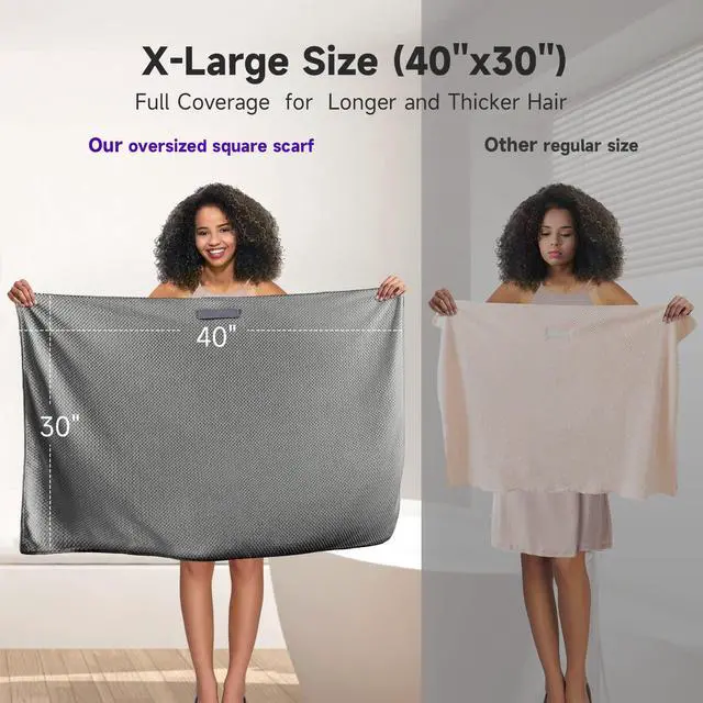 Alt view image 5 of 6 - Extra Large Microfiber Hair Towel, Ultra Absorbent, Super Soft