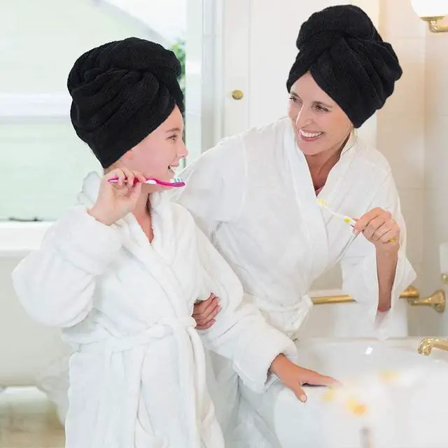 Alt view image 3 of 7 - Hair Drying Cap Hair Towel for Women 3 Pack Black