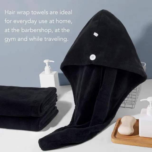 Alt view image 5 of 7 - Hair Drying Cap Hair Towel for Women 3 Pack Black