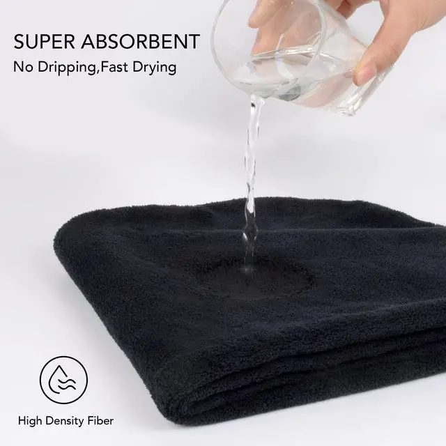 Alt view image 7 of 7 - Hair Drying Cap Hair Towel for Women 3 Pack Black