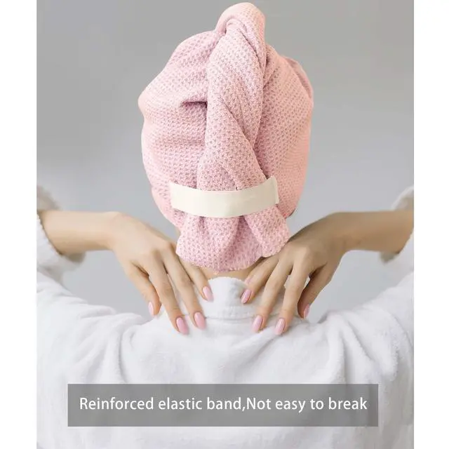 Alt view image 7 of 7 - 2 Pack Waffle Microfiber Hair Towel Wraps for Women, 32 x 11 in