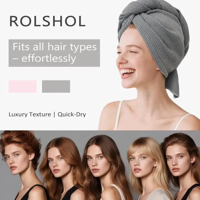 Alt view image 6 of 7 - 2 Pack Waffle Microfiber Hair Towel Wraps for Women, 32 x 11 in