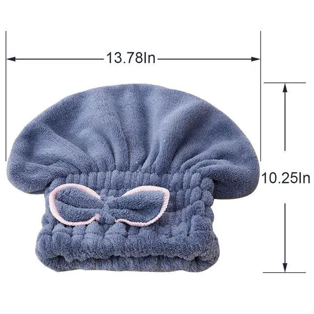 Alt view image 3 of 5 - 2PC Microfiber Hair Drying Caps, Extrame Soft & Ultra Absorbent, Fast Drying Hair Turban Wrap Towels Shower Cap for Girls and Women