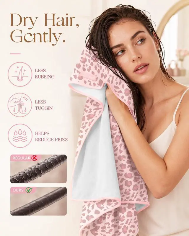 Alt view image 2 of 6 - Cute Oversized XL Microfiber Hair Towel Wrap for Women & Girls