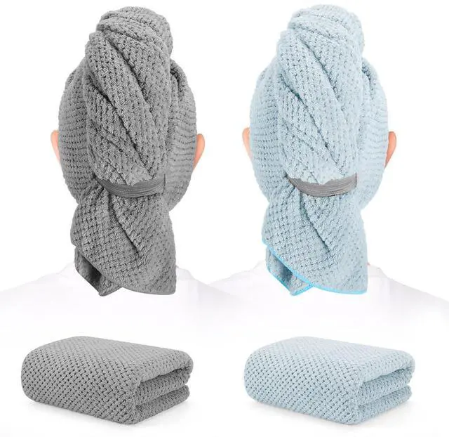 Main image of 2 Pack Microfiber Hair Towel 41 x 24 inch Soft, Absorbent, Fast Dry