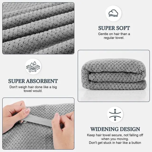 Alt view image 2 of 7 - 2 Pack Microfiber Hair Towel 41 x 24 inch Soft, Absorbent, Fast Dry