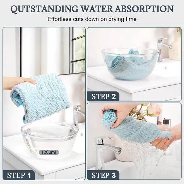 Alt view image 3 of 7 - 2 Pack Microfiber Hair Towel 41 x 24 inch Soft, Absorbent, Fast Dry