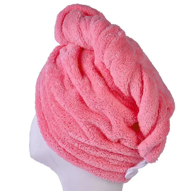 Alt view image 4 of 7 - Microfiber Hair Drying Towel Ultra Absorbent Twist Hair Turban Drying Cap Hair Wrap (Rose)