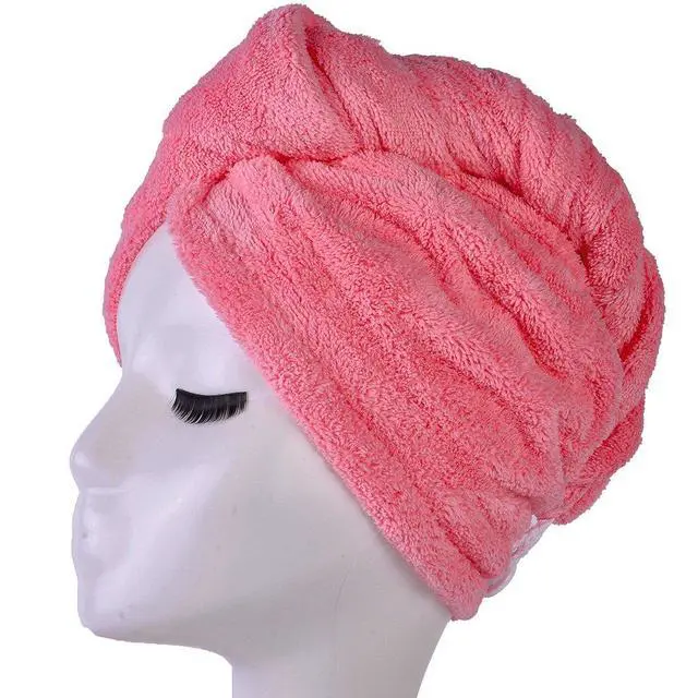 Alt view image 3 of 7 - Microfiber Hair Drying Towel Ultra Absorbent Twist Hair Turban Drying Cap Hair Wrap (Rose)