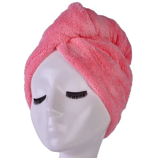 Alt view image 2 of 7 - Microfiber Hair Drying Towel Ultra Absorbent Twist Hair Turban Drying Cap Hair Wrap (Rose)