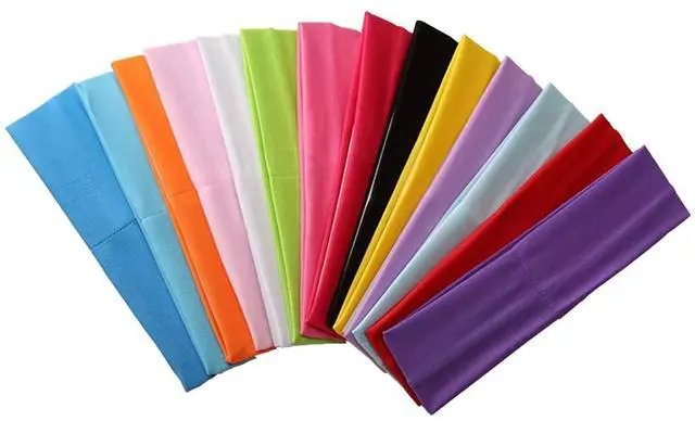Main image of 14pcs Mixed Colors Yoga Sports Headbands for Women - Soft Elastic Stretch Girls Athletic Headbands