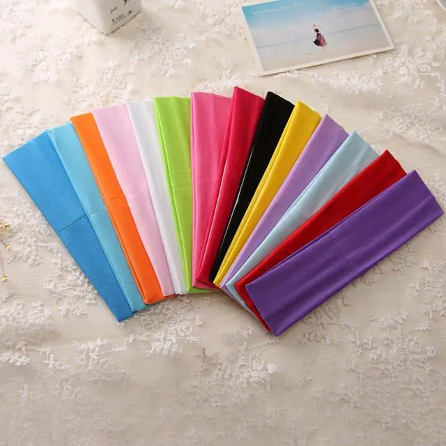 Alt view image 2 of 5 - 14pcs Mixed Colors Yoga Sports Headbands for Women - Soft Elastic Stretch Girls Athletic Headbands