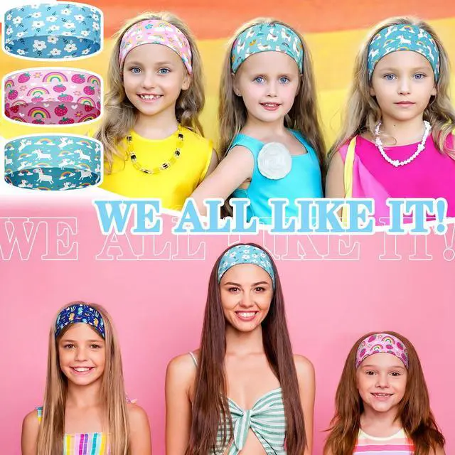Alt view image 5 of 7 - 6 Pcs Wide Headbands Unicorn Elastic Non Slip for Girls,Novelty