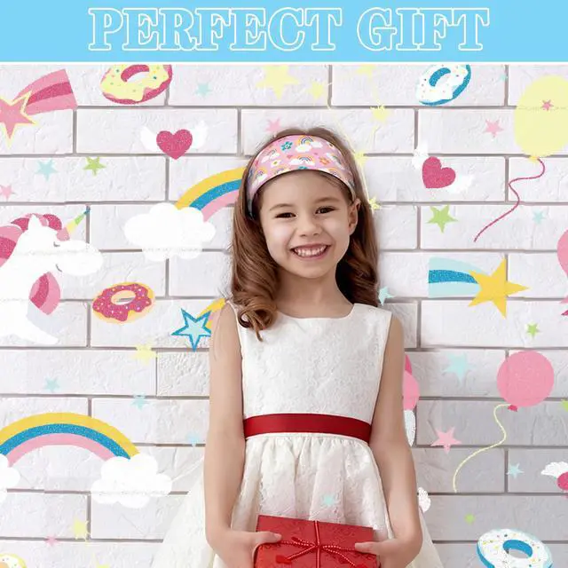 Alt view image 7 of 7 - 6 Pcs Wide Headbands Unicorn Elastic Non Slip for Girls,Novelty