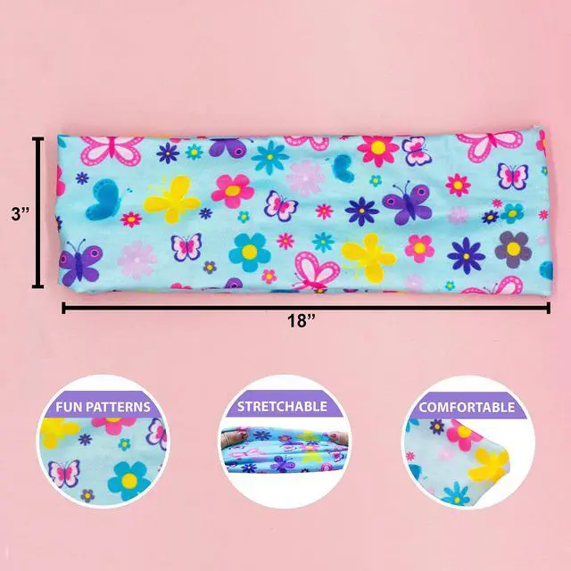 Alt view image 4 of 7 - 3 Toddler Headbands for Girls, Wide Elastic Cloth Hair Bands for Kids, Soft Stretch Fabric Head Band Hair Accessories for Children, Cute Sports Yoga Unicorn Butterfly Little Girl Headband