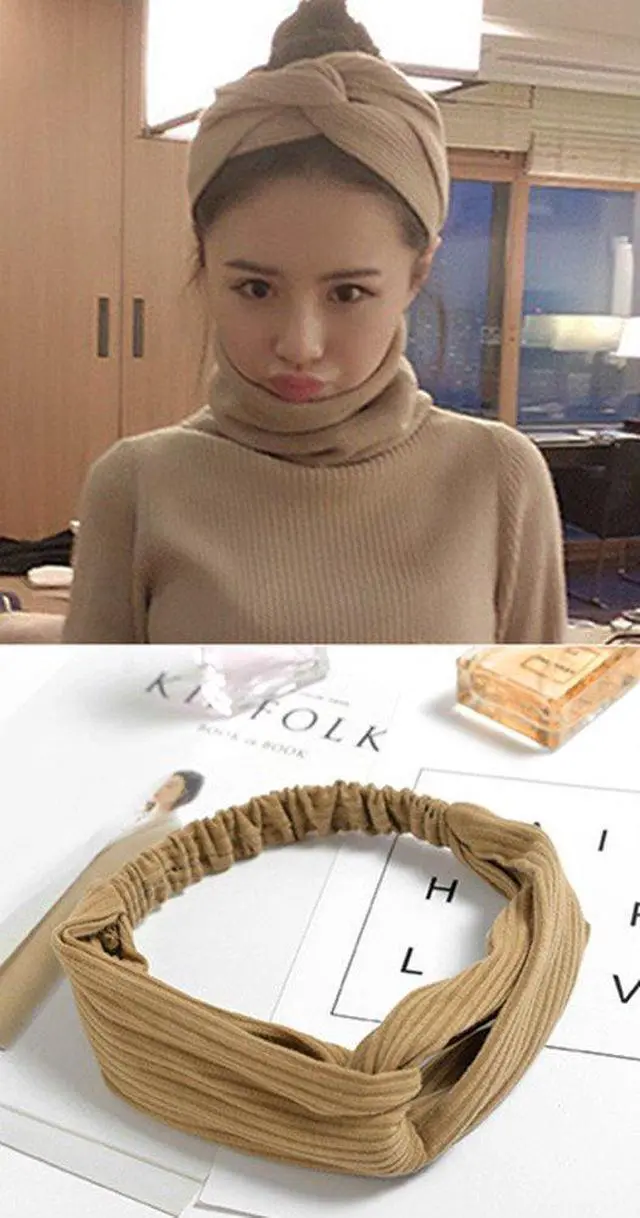 Alt view image 2 of 7 - Women and Little Girl's Stretchy Headbands Teens Cross Hairband for Fashion Shampoo Sports (Girl Head 40-50CM)