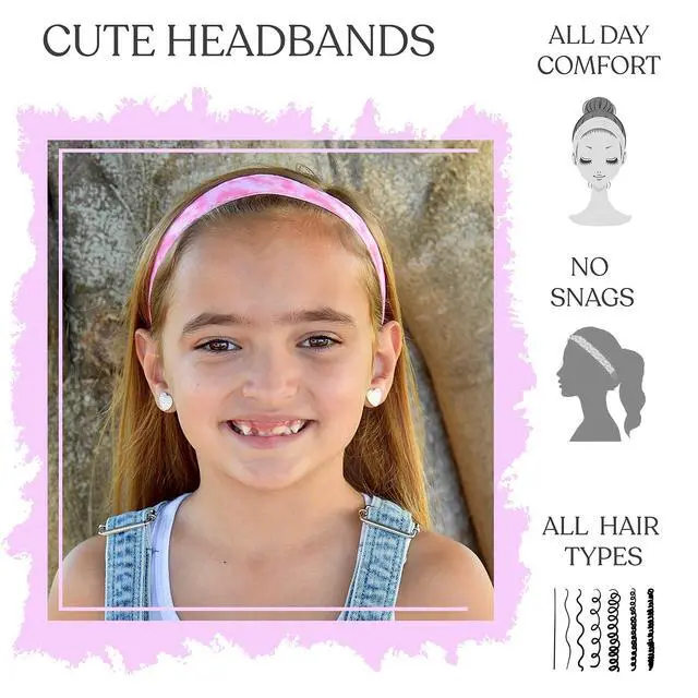 Alt view image 3 of 7 - Headbands for Girls - 6 Adjustable No Slip Head Bands for Kids, Athletic Sport Hair Bands for Women, Stretch Elastic Headband, Fabric Hair Accessories for Children (Tie Dye 2)