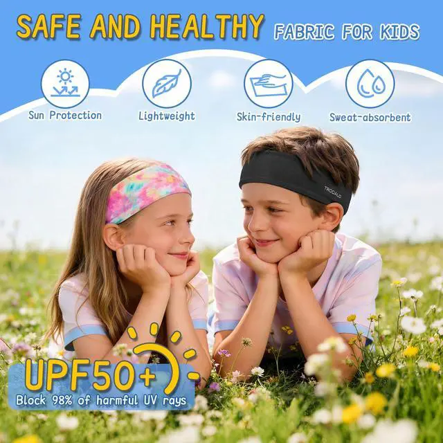 Alt view image 2 of 7 - Kids Sports Headbands for Girls Boys, Moisture Wicking Sweatbands
