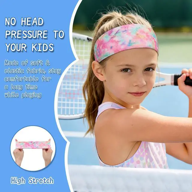 Alt view image 3 of 7 - Kids Sports Headbands for Girls Boys, Moisture Wicking Sweatbands