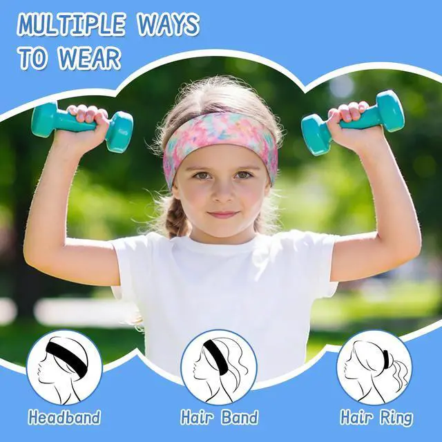 Alt view image 5 of 7 - Kids Sports Headbands for Girls Boys, Moisture Wicking Sweatbands