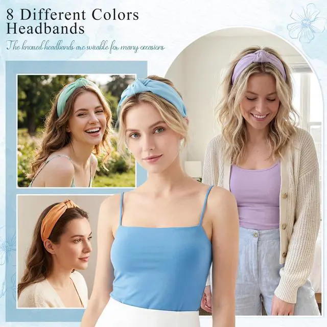 Alt view image 4 of 7 - 8Pcs Girls Headbands, Light Multicolor Knotted Headbands