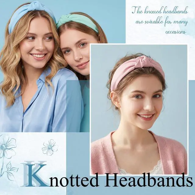 Alt view image 5 of 7 - 8Pcs Girls Headbands, Light Multicolor Knotted Headbands