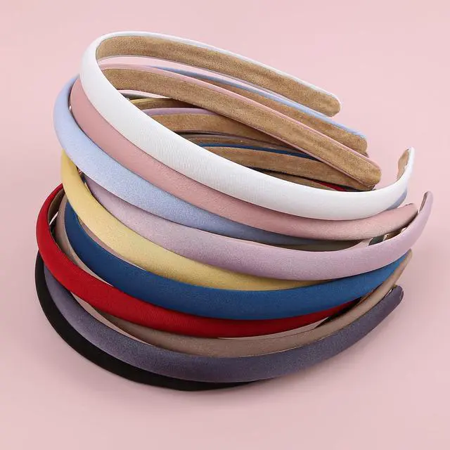 Alt view image 3 of 7 - 10mm Thin Non-Slip Solid Fabric Headbands for Women and Girls 12 Pack