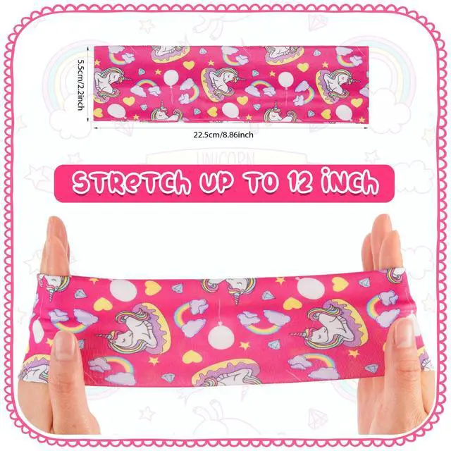 Alt view image 2 of 7 - 12 Pieces Wide Headbands for Girls Cute Elastic Butterfly Unicorn Tie Dye Floral Hair Bands No Slip Soft Heart Stretch Headbands Princess Hair Accessories for Children Kids Sports Yoga