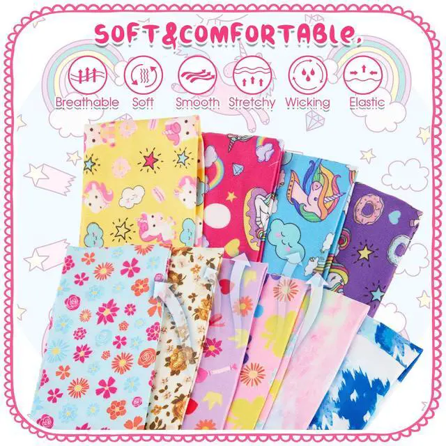 Alt view image 3 of 7 - 12 Pieces Wide Headbands for Girls Cute Elastic Butterfly Unicorn Tie Dye Floral Hair Bands No Slip Soft Heart Stretch Headbands Princess Hair Accessories for Children Kids Sports Yoga