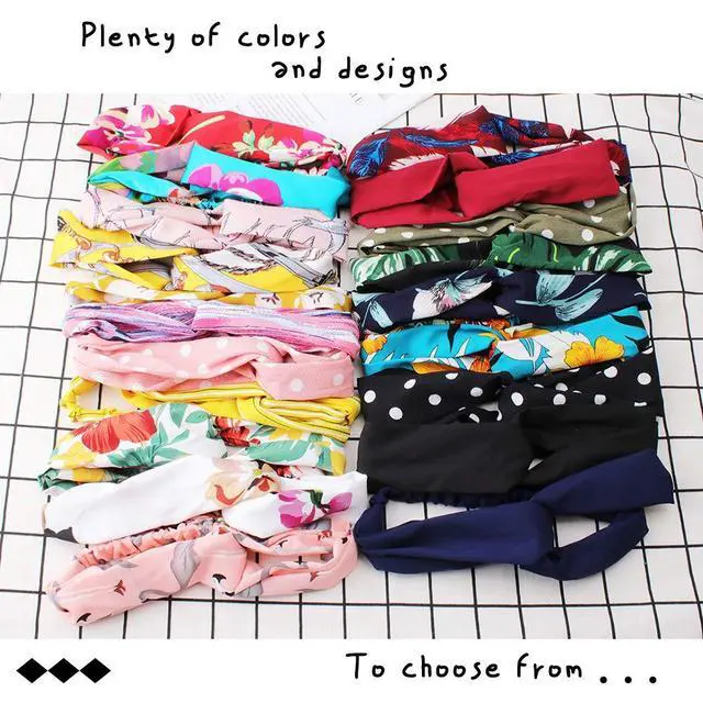 Alt view image 7 of 7 - 20 Pack Headbands, No Slip Fashion Head Bands / Wrap diademas para mujer de moda Boho Knotted Cross Elastic Twisted Floral Bandeau For Womens Girls
