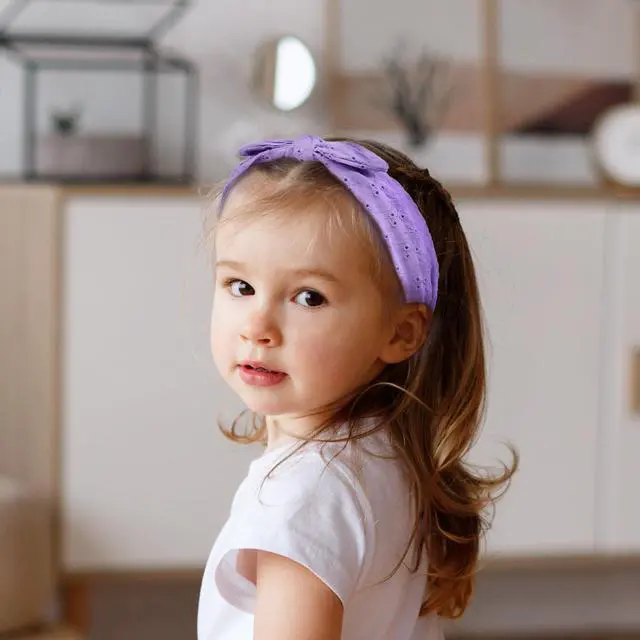 Alt view image 4 of 6 - Bow Headbands for Girls, Thin Headband with Bow Women Hair Accessories Fashion Knotted Head Band Non Slip for Girls(Purple/White, 2Pcs)