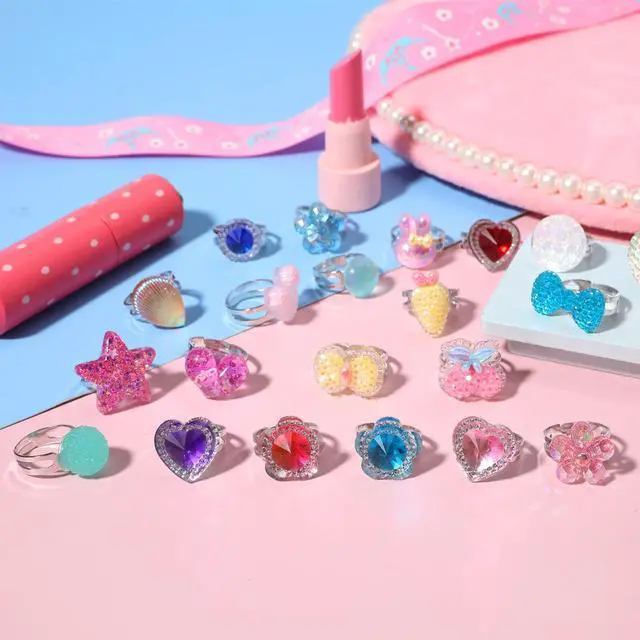 Alt view image 5 of 6 - Little Girl Jewel Rings,Adjustable Toddler Rings for Kids Age 3-8