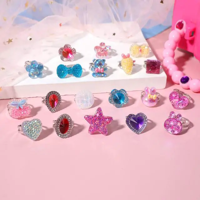 Alt view image 4 of 6 - Little Girl Jewel Rings,Adjustable Toddler Rings for Kids Age 3-8