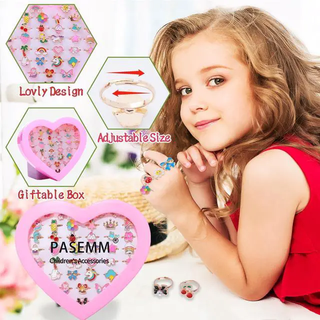 Alt view image 3 of 7 - 36pcs Little Girl Alloy Jewelry Rings, Adjustable Unicorn Rings Toys, No Duplication Kids Play Ring in Box,Dress Up for 4-12 Year Old Girls