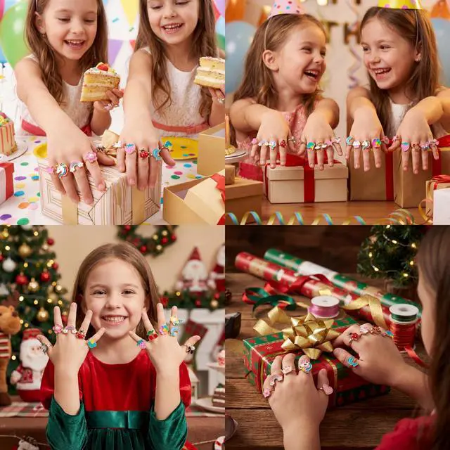Alt view image 6 of 7 - 36pcs Little Girl Alloy Jewelry Rings, Adjustable Unicorn Rings Toys, No Duplication Kids Play Ring in Box,Dress Up for 4-12 Year Old Girls