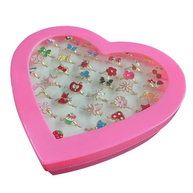 Alt view image 2 of 7 - 36pcs Little Girl Jewel Rings in Box Adjustable No Duplication Children Girls Kids Pretend Play Costume Princess Dress Up Jewelry Rings Party Favors Toys Gifts for Girls