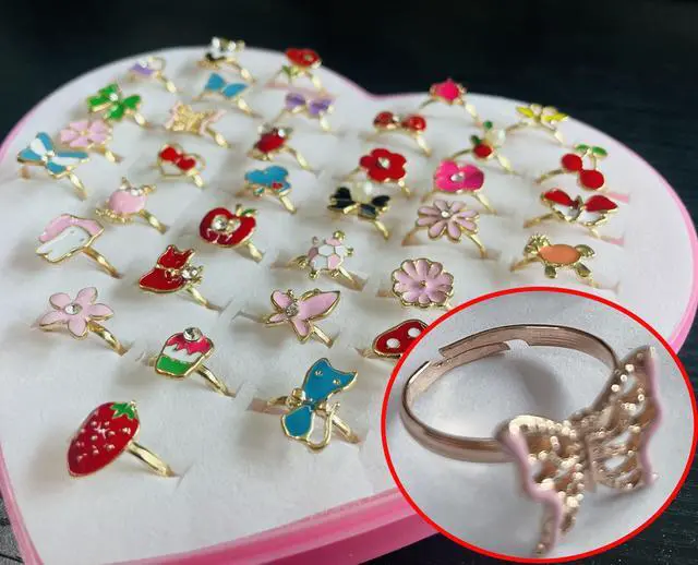Alt view image 3 of 7 - 36pcs Little Girl Jewel Rings in Box Adjustable No Duplication Children Girls Kids Pretend Play Costume Princess Dress Up Jewelry Rings Party Favors Toys Gifts for Girls
