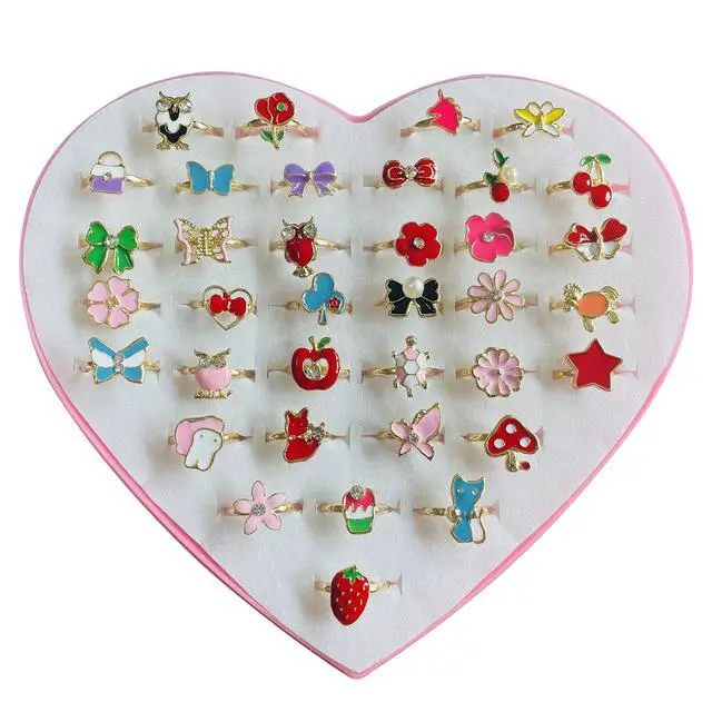 Alt view image 5 of 7 - 36pcs Little Girl Jewel Rings in Box Adjustable No Duplication Children Girls Kids Pretend Play Costume Princess Dress Up Jewelry Rings Party Favors Toys Gifts for Girls