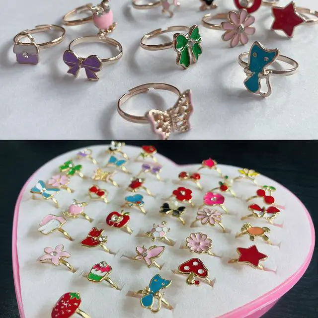 Alt view image 6 of 7 - 36pcs Little Girl Jewel Rings in Box Adjustable No Duplication Children Girls Kids Pretend Play Costume Princess Dress Up Jewelry Rings Party Favors Toys Gifts for Girls