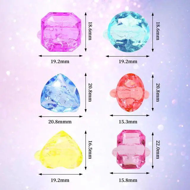 Alt view image 2 of 7 - 100 Pcs Gem Rings Toys for Kids, Bulk Toys Diamond Ring Party Favors for Boys Girls Toddlers, Colorful Princess Ring Dress Up Accessories for Carnival PrizesGoodie Bag Stuffers, Pinata Fillers
