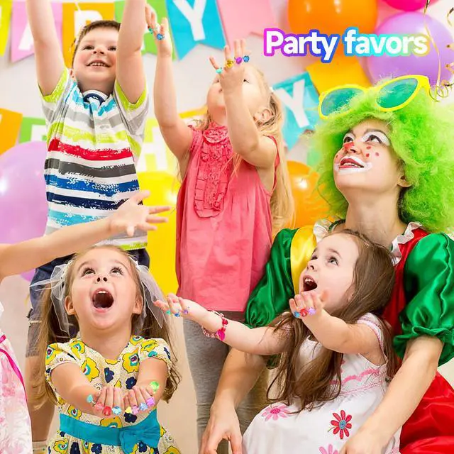 Alt view image 7 of 7 - 100 Pcs Gem Rings Toys for Kids, Bulk Toys Diamond Ring Party Favors for Boys Girls Toddlers, Colorful Princess Ring Dress Up Accessories for Carnival PrizesGoodie Bag Stuffers, Pinata Fillers