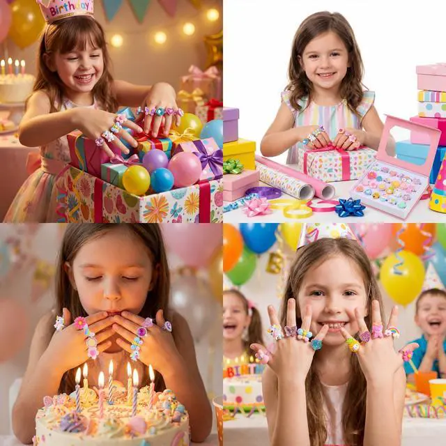 Alt view image 6 of 7 - 24pcs Little Girl Jewel Rings, Adjustable, No Duplication Kids Play Ring in Box,Pretend Play and Dress Up Rings for 4-12 Year Old Girl Birthday Christmas Holiday Gifts