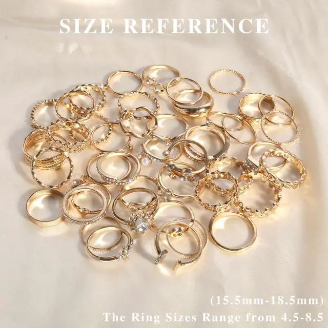 Alt view image 7 of 7 - 43Pcs Gold Knuckle Rings Set For Women Stackable Joint Finger Midi Rings Dainty Cubic Crystal Zirconia Simple Hollow Twist Cute Rings Pack Jewelry Gift