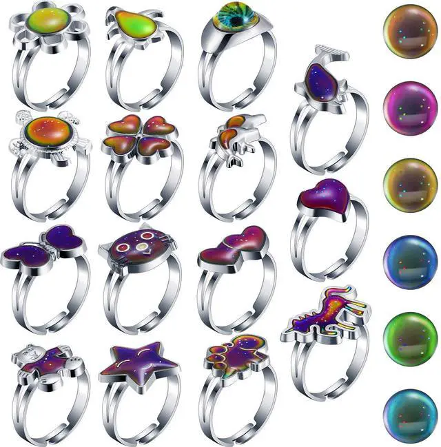 Main image of 15 Pieces Mood Rings for Kids Color Changing Mood Rings