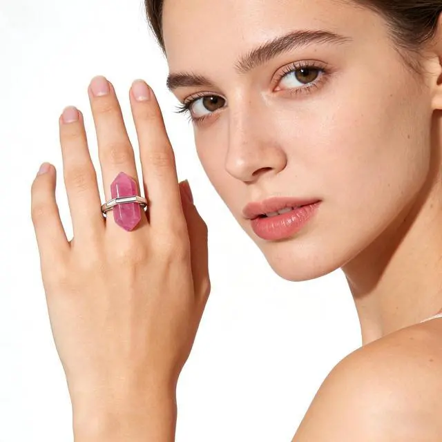 Alt view image 5 of 7 - 7 Pieces Cute Rings for Women Crystal Ring Pretend Play and Dress up Rings Adjustable Ring Jewelry Gift for Women